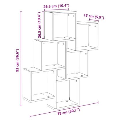 Стенен рафт с кубчета от старо дърво 78x15x93 cm