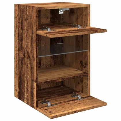 Стенни шкафове с LED светлини за телевизор 2 бр. старо дърво