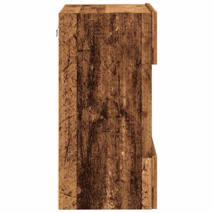 Стенни шкафове с LED светлини за телевизор 2 бр. старо дърво