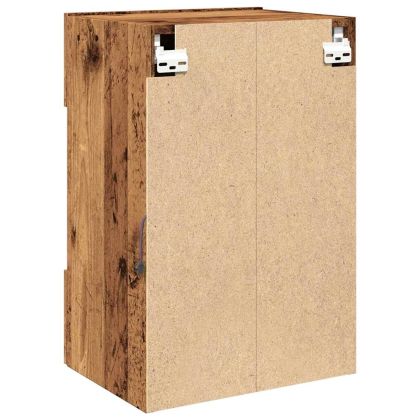 Стенни шкафове с LED светлини за телевизор 2 бр. старо дърво