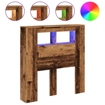 LED табла за глава Старо дърво 100x18,5x103,5 cm