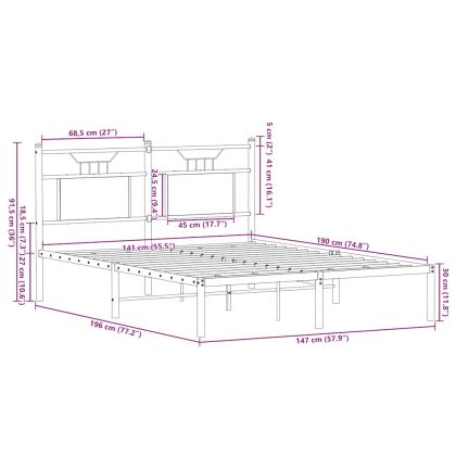Рамка за легло без матрак опушен дъб 140x190 см инженерно дърво