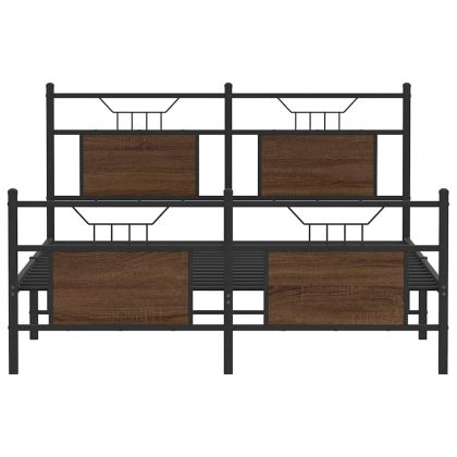 Рамка за легло без матрак Кафяв дъб Инженерна дървесина