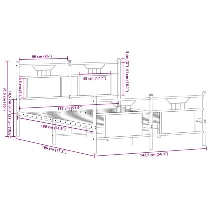 Рамка за легло без матрак Кафяв дъб Инженерна дървесина