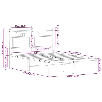 Рамка за легло без матрак кафяв дъб 120x200 см инженерно дърво