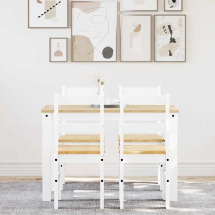 Трапезен комплект от 5 части Panama, Бяла бор масив