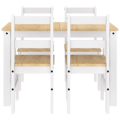 Трапезен комплект от 5 части Panama, Бяла бор масив