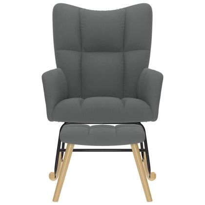 Люлеещ се стол с табуретка за крака, тъмносив, плат