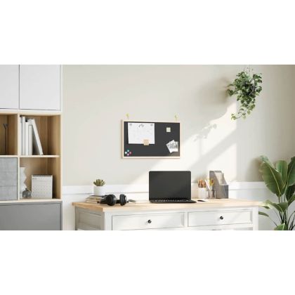 Черна дъска с рамка от масивна борова дървесина, черна, 60x40 см