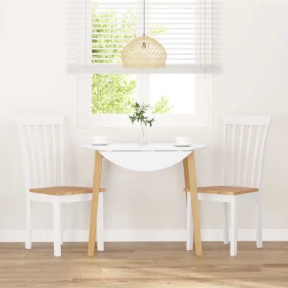 трапезни столове 2 бр. бяла масивна дървесина гума