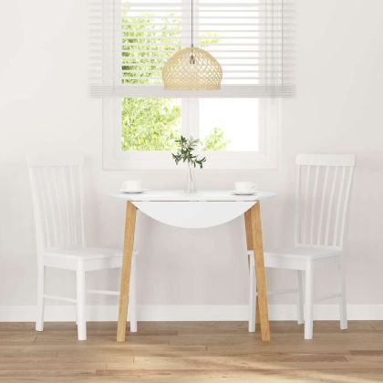 трапезни столове 2 бр. бяла масивна дървесина гума