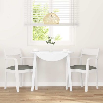 Трапезни столове с възглавници 2 бр Бяла масивна дървесина гума