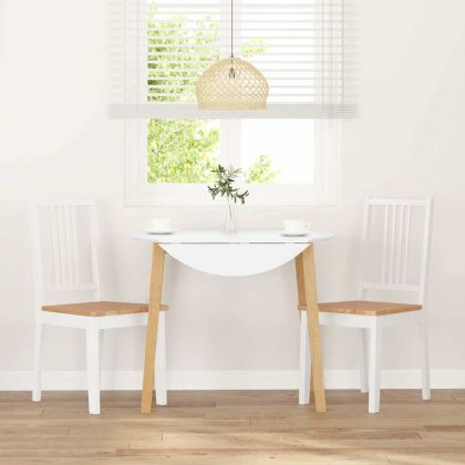 трапезни столове 2 бр. бяла масивна дървесина гума