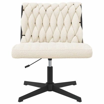 Въртящ се офис стол, кремав, Къдрава вълна, текстил