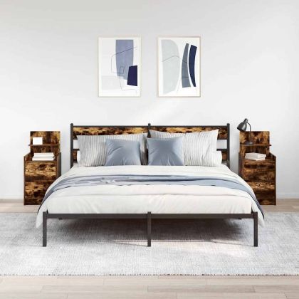 Нощни шкафчета с 2 чекмеджета 2 бр., опушен дъб 38x34x80 см