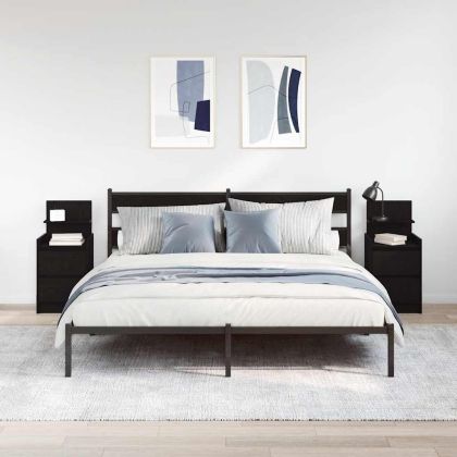 Нощни шкафчета с 2 чекмеджета 2 бр., черно 38x34x80 см