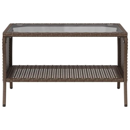 Градински диван с 2 седалки и възглавници&Маса Кафяв поли ратан