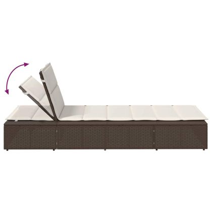 Шезлонг с плаваща възглавница Кафяв поли ратан