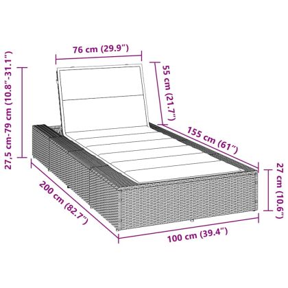 Шезлонг с плаваща възглавница Кафяв поли ратан