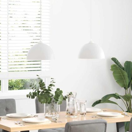 Висящи лампи 2 бр Регулируема височина E27 Бяла Ø 30 cm Метал