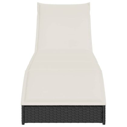 Сгъваем шезлонг с възглавница и място за съхранение Черен