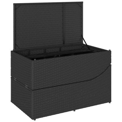 Сгъваем шезлонг с възглавница и място за съхранение Черен