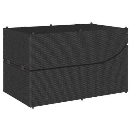 Сгъваем шезлонг с възглавница и място за съхранение Черен