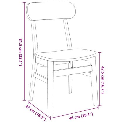 трапезни столове 2 бр. бяла масивна дървесина гума