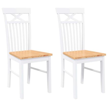 трапезни столове 2 бр. бяла масивна дървесина гума