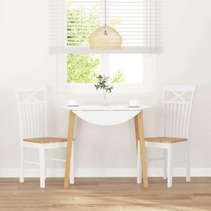 трапезни столове 2 бр. бяла масивна дървесина гума