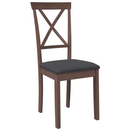 Трапезни столове с възглавници 2бр Кафяв масивна дървесина гума