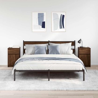 Нощни шкафчета 2 бр кафяв дъб 39x35x65 см инженерно дърво