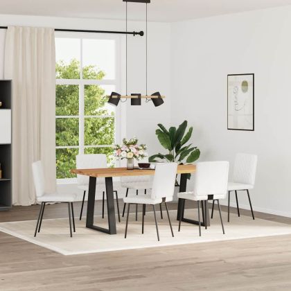 Трапезни столове, 6 бр, бели, изкуствена кожа