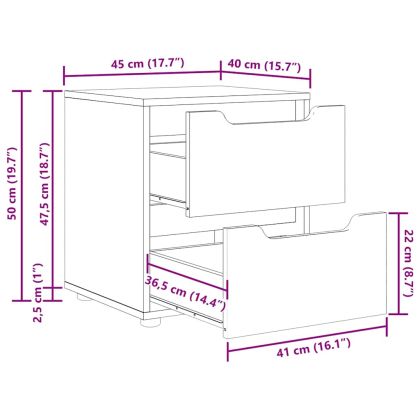 Нощно шкафче "VISNES" Дъб Сонома 45x40x50 cm