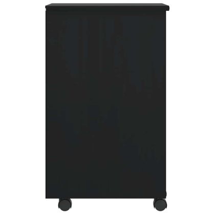 Подвижен шкаф с чекмеджета "MOSS" Черно масивно дърво бор