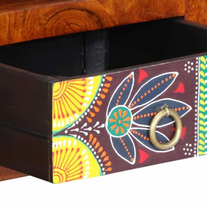 Стенен ТВ шкаф Многоцветен 90x30x30 Масивна дървесина Акация