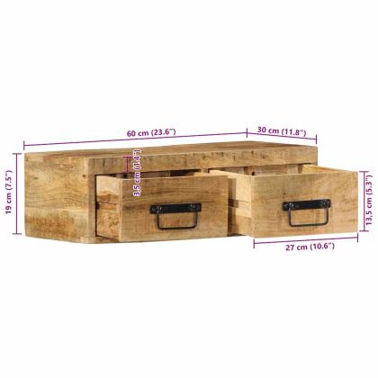 Стенен шкаф за телевизор Масивна груба дървесина Манго