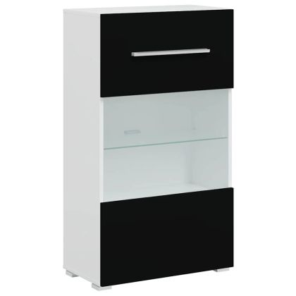 5 броя ТВ шкафове с LED осветление Матово черно инженерно дърво