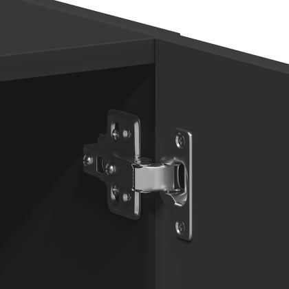 Шкаф за перална машина Черен 64x24x190 cm Инженерна дървесина