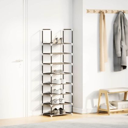 Рафт за обувки 8-степенна черна 44x28x145 см Нетъкана материя