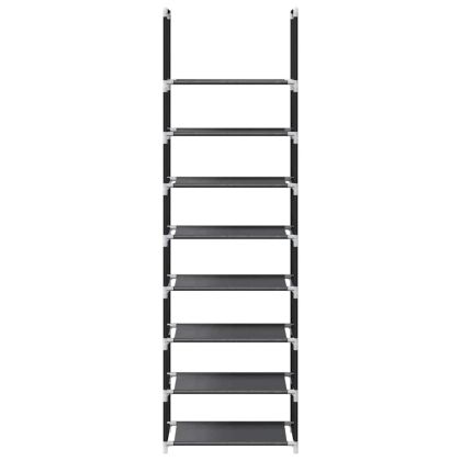 Рафт за обувки 8-степенна черна 44x28x145 см Нетъкана материя