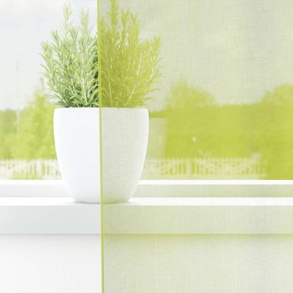 Пердета от воал с втулки, 2 бр, ябълково зелено, 140x245 см