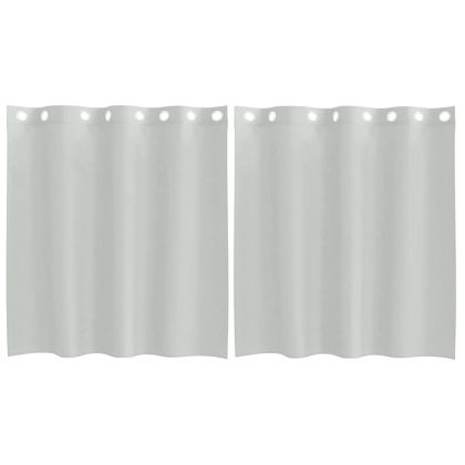 Пердета от воал с втулки, 2 бр, светлосиво, 140x140 см