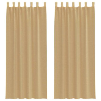 Пердета от воал с прът джобове, 2 бр, пясъчно