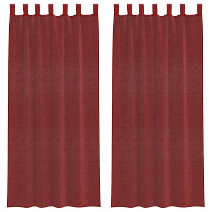 Пердета от воал с прът джобове, 2 бр, виненочервено