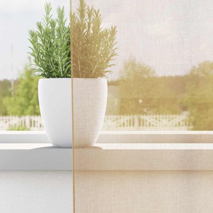 Воалени завеси с примки, 2 бр, пясък, 140x140 см