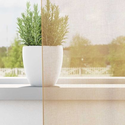 Воалени завеси с примки, 2 бр, пясък, 140x260 см