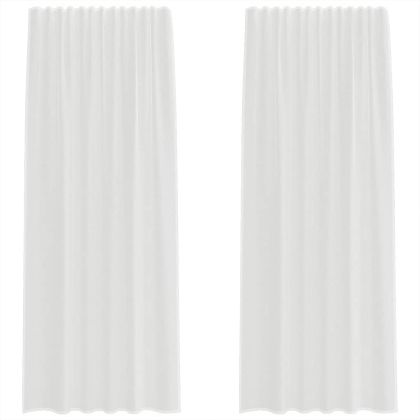 Воалени завеси с примки, 2 бр, бели, 140x225 см