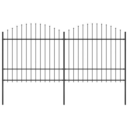 Градинска ограда с връх тип копие, стомана, 359x175 см, черна