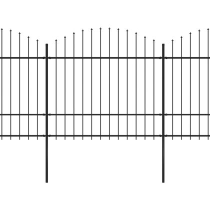 Градинска ограда с връх тип копие, стомана, 359x175 см, черна